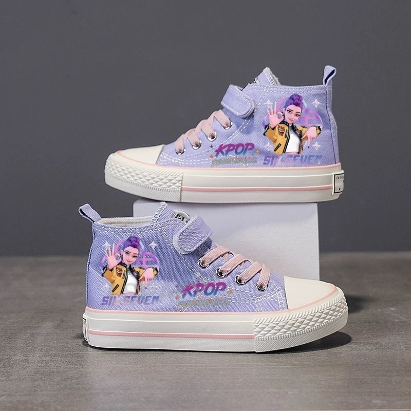 Children Casual Sneakers Girls' High-Top Canvas Shoes KPop New Student Running Kids basket Shoes Rumi Tennis Shoes