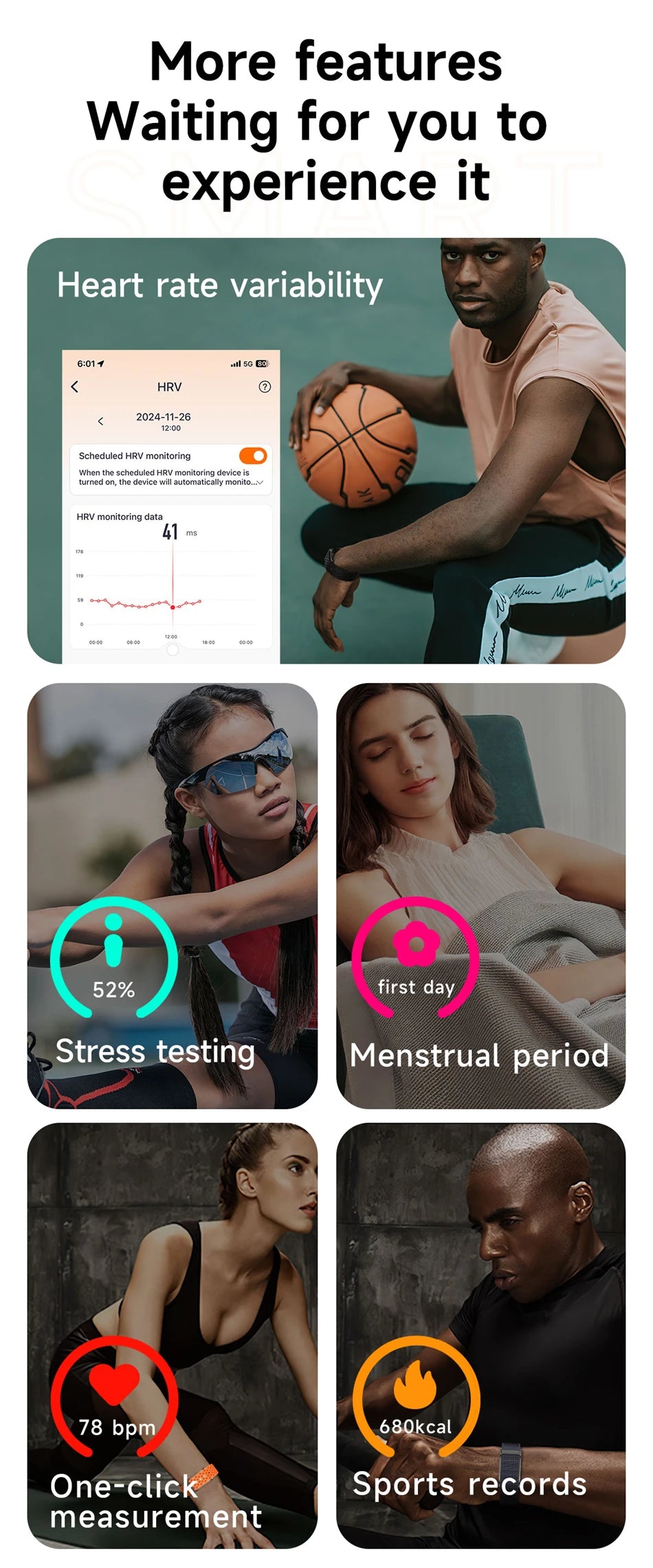 LIGE AI Health Smart Bracelet Fitness Tracker Men Women Sleep Tracking Smart Watch Heart Rate Stress Blood Pressure Monitor Band