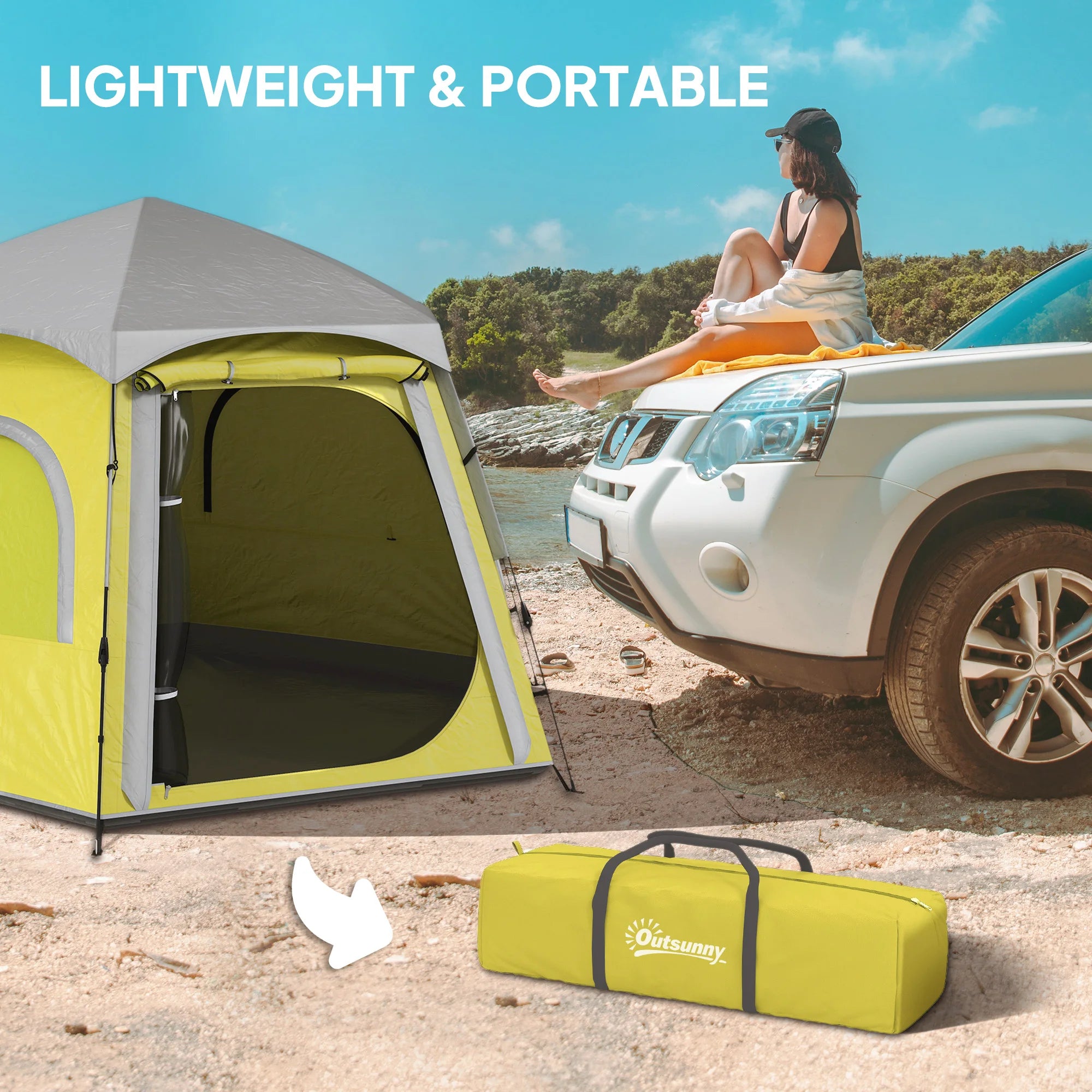 Instant Camping Tent, 2/3/4 Person Easy Setup Dome Family Tent with Vestibule, Rainfly, 4 Mesh Windows & 2 Doors