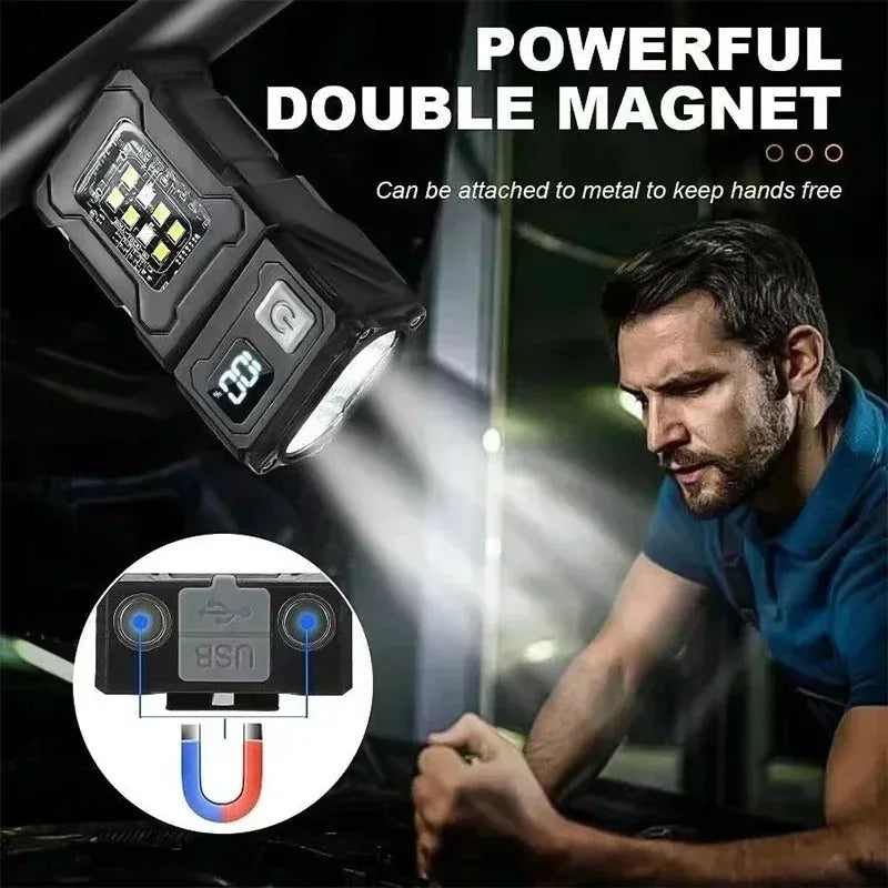 Tactical Edc Flashlight Light Portable Multifunctional Torch USB Rechargeable Outdoor Camping Emergency Light Fishing Lanter