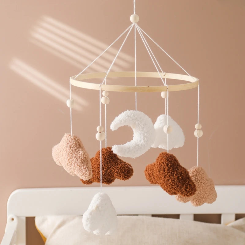 Crochet Stars Baby Crib Mobile – Wooden Bed Bell Hanging Toy for Newborns 0-12M - I YAN