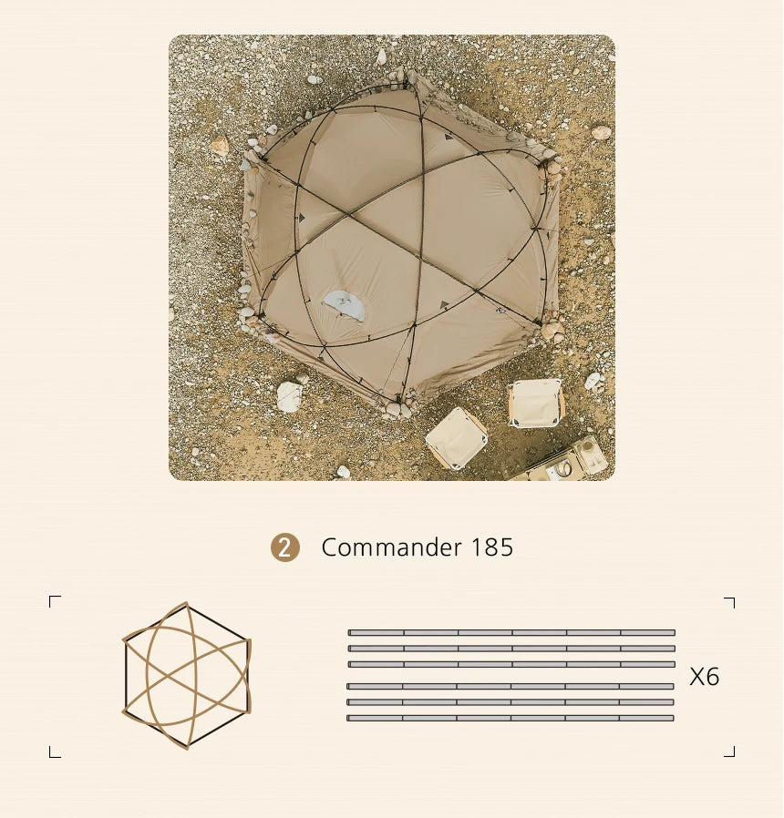 Camping Tent Commander Dome Tent Shelter Waterproof Windproof Ultra-light 70D Nylon 160/185/245CM