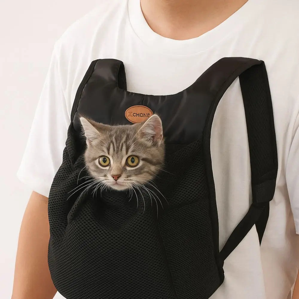 Breathable Pet Chest Shoulder Bag Double Shoulder Adjustable Pet Travel Bag Foldable Cycling Pet Backpack Outdoor Hiking