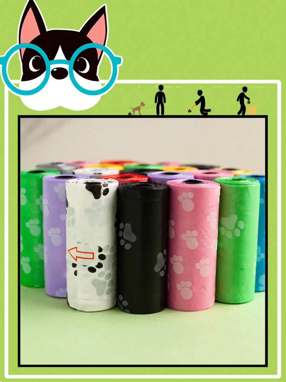 Leak-proof dog poop bags by I YAN, thick and durable waste bags with odor control for easy cleanup and mess prevention.