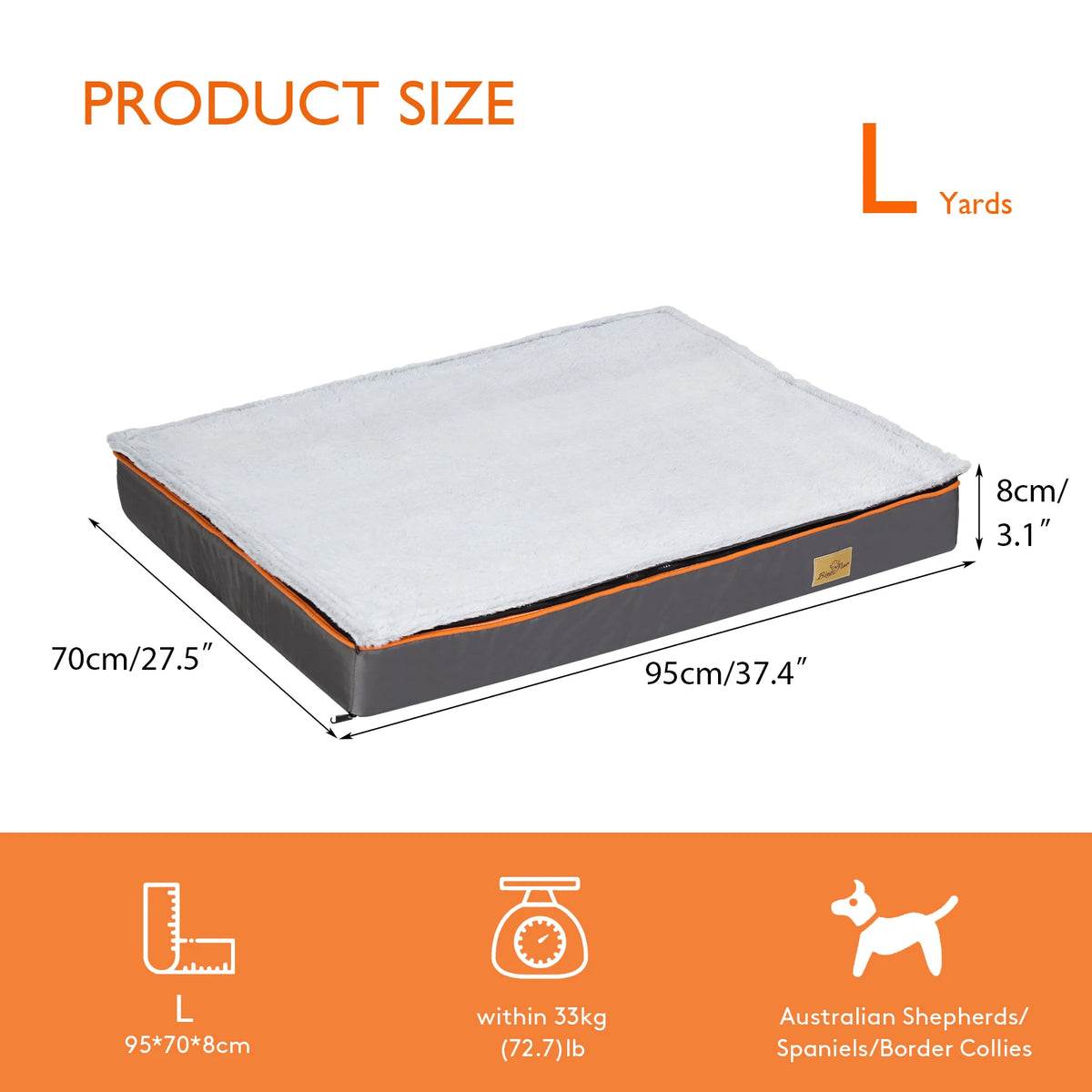 Large I YAN orthopedic dog pet bed with foam cushion, washable cover, padded pillow for comfortable, supportive sleeping.