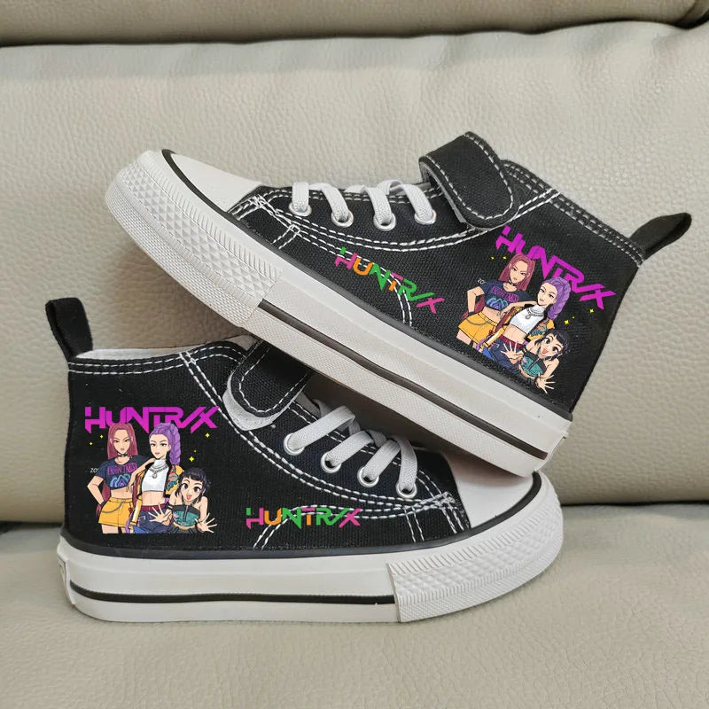 Children Casual Sneakers Girls' High-Top Canvas Shoes KPop Demon Hunters New Student Running Kids basket Shoes Rumi Tennis Shoes