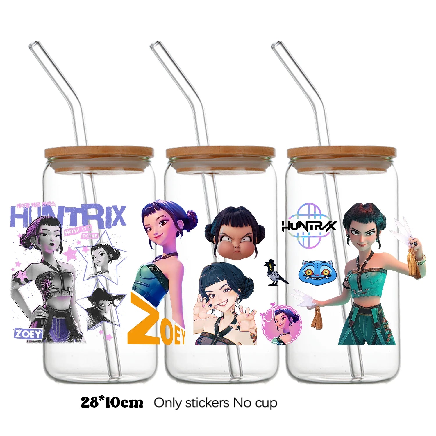 Demon Hunters UV DTF crystal sticker by I YAN, 10x28cm, featuring detailed Demon Hunters design for bottles and cups.