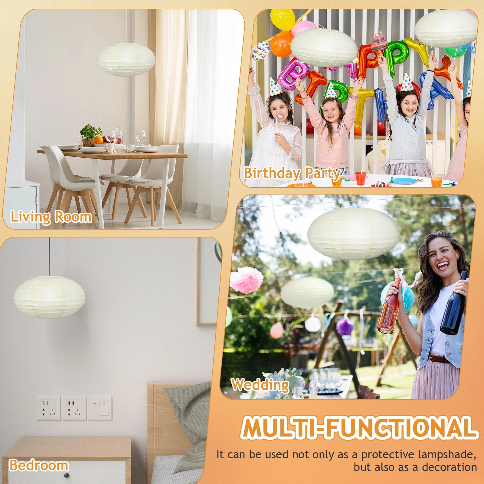 Oval paper lantern Round Lamp Shade Rice Paper Pendant Lampshade 40cm Chinese Japanese Style Hanging Chandelier Light Cover