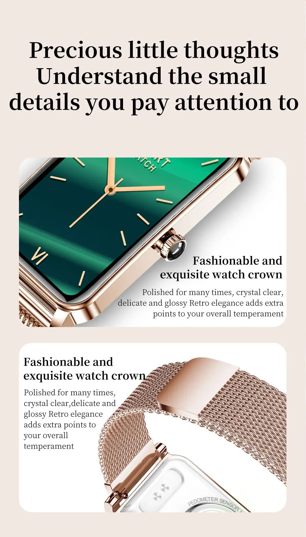 Women's Luxury Smartwatches Connect Phone Interactive Music Full Touch Smart Watches Weather Reminder Custom Wallpaper Smartband