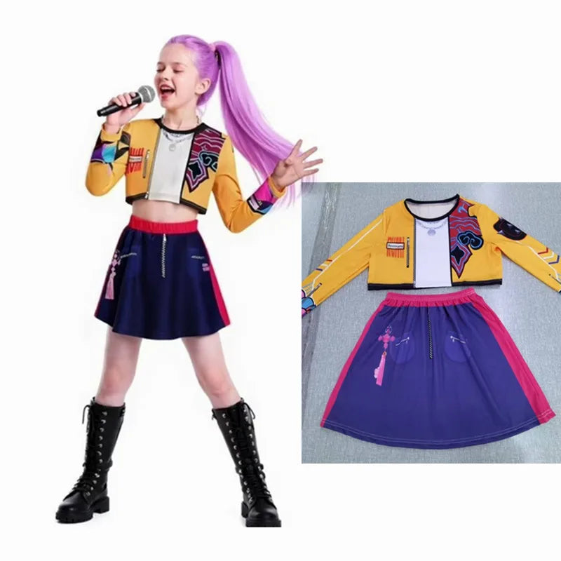 Kids girls KPop Rumi cosplay costume wig bag for Halloween, carnival, and comic-con, featuring colorful wig storage from I YAN.