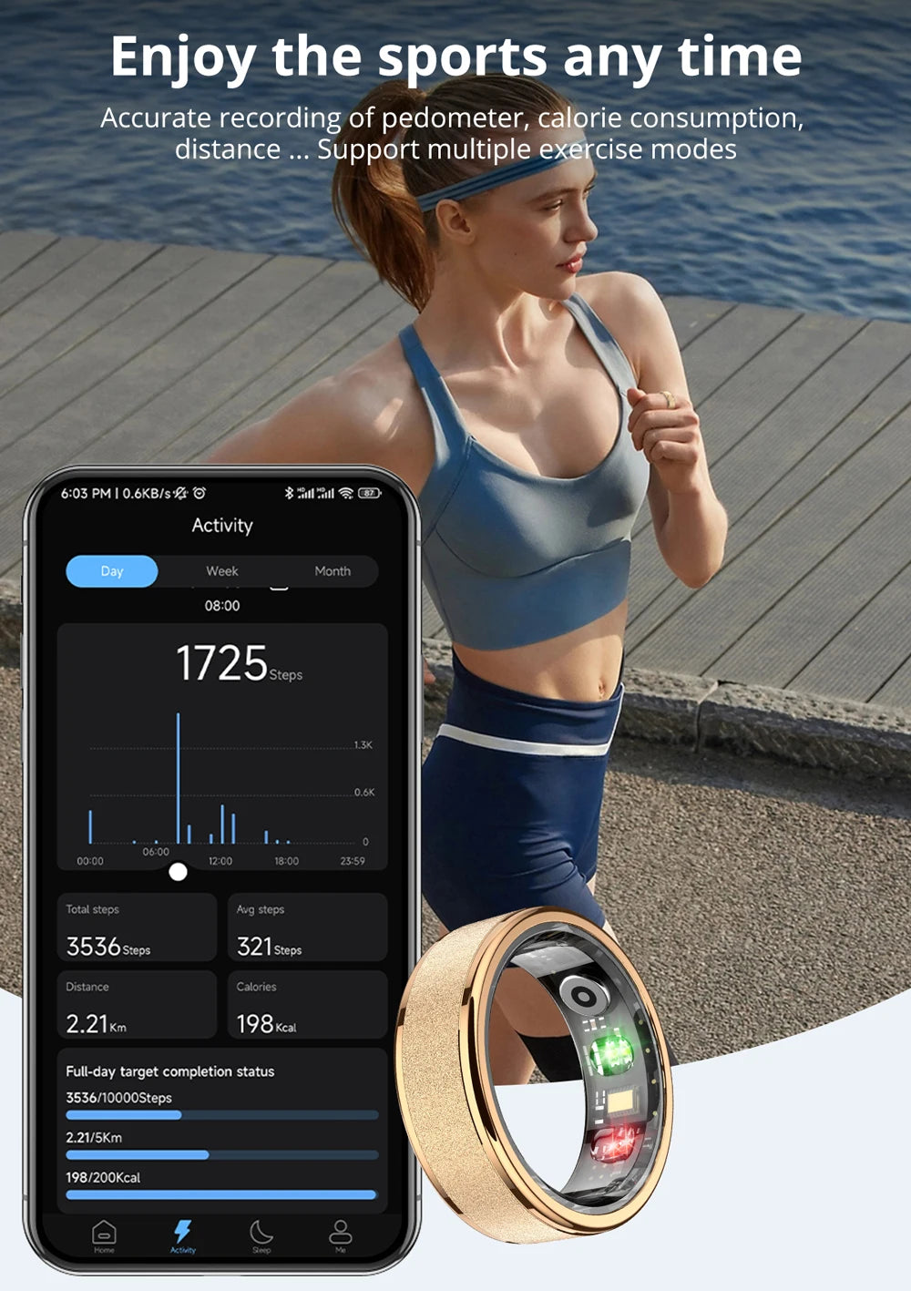 R10 Smart Ring with Charging Case for Men Women, Health and Sleep Monitor, 5ATM Waterproof, Multi-sport Mode