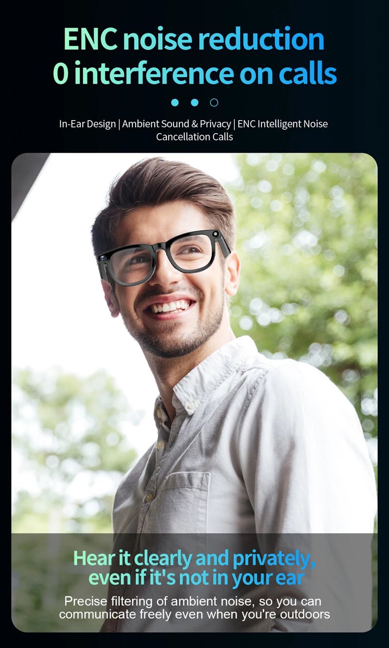 New AI Smart Glasses 800W HD Camera Black Technology Image Translation Chat GPT Video Call Photo Waterproof For Men Women New