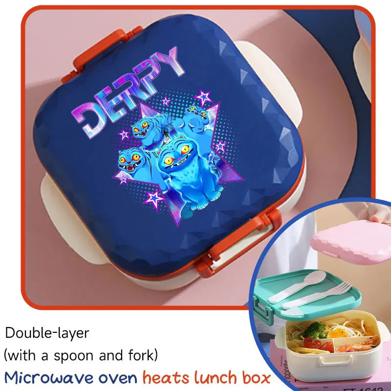 I YAN 800ml BPA-free lunch box with spoon and fork, microwave-safe, portable for students and office workers, featuring KPop design.