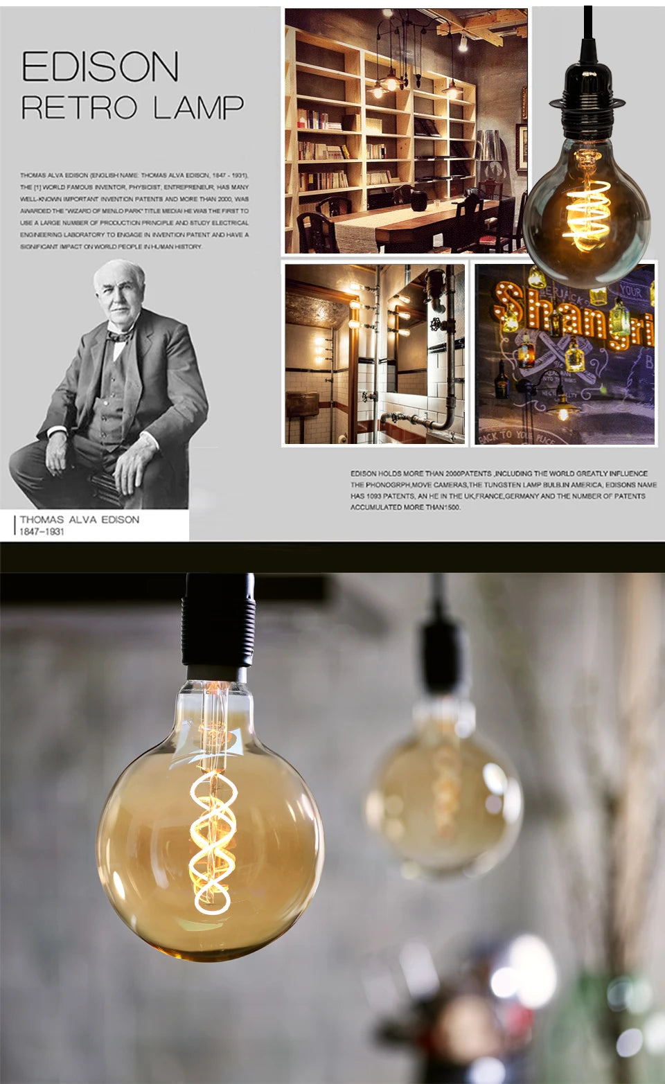 E27 LED Filament Light Bulb 220V 4W A60 ST64 T45 T185 G80 G95 G125 Retro Vintage ampoules LED Edison Lamp Spiral Bulb For Home