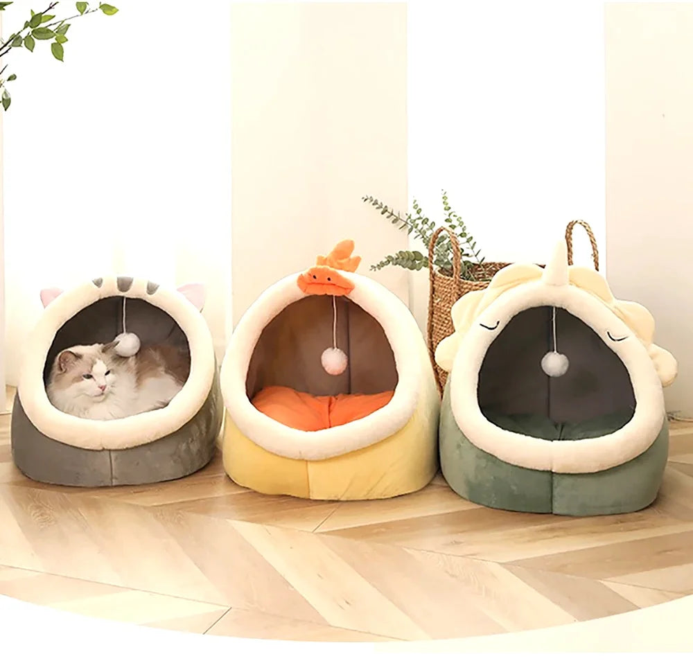 Deep Sleep Cat Bed Cartoon Pet Bed Foldable Removable Washable Pet Sleeping Bed for Small Dog Mat Bag Cave Cats Bed