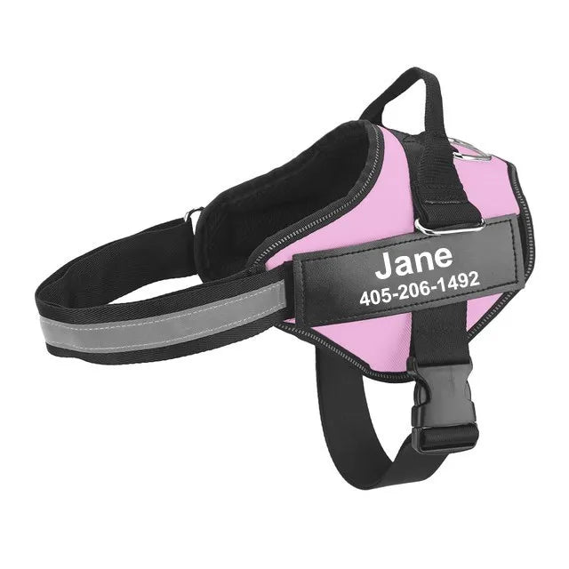 Adjustable reflective dog harness from I YAN, breathable no-pull vest for small and large dogs, shown on a dog in a walk-ready pose.
