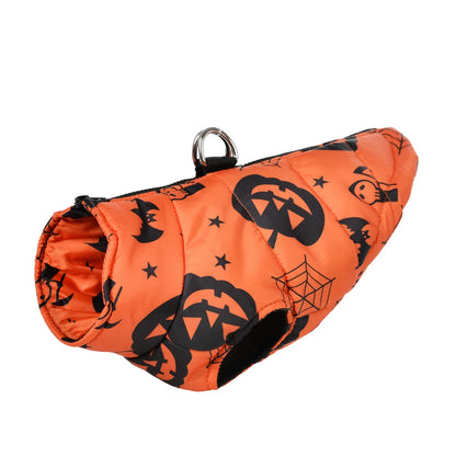 Halloween Pet Dog Costume Winter Warm Clothes For Small Medium Dogs Cat Funny Pumpkin Print Jacket Puppy Vest Coat Festival Gift