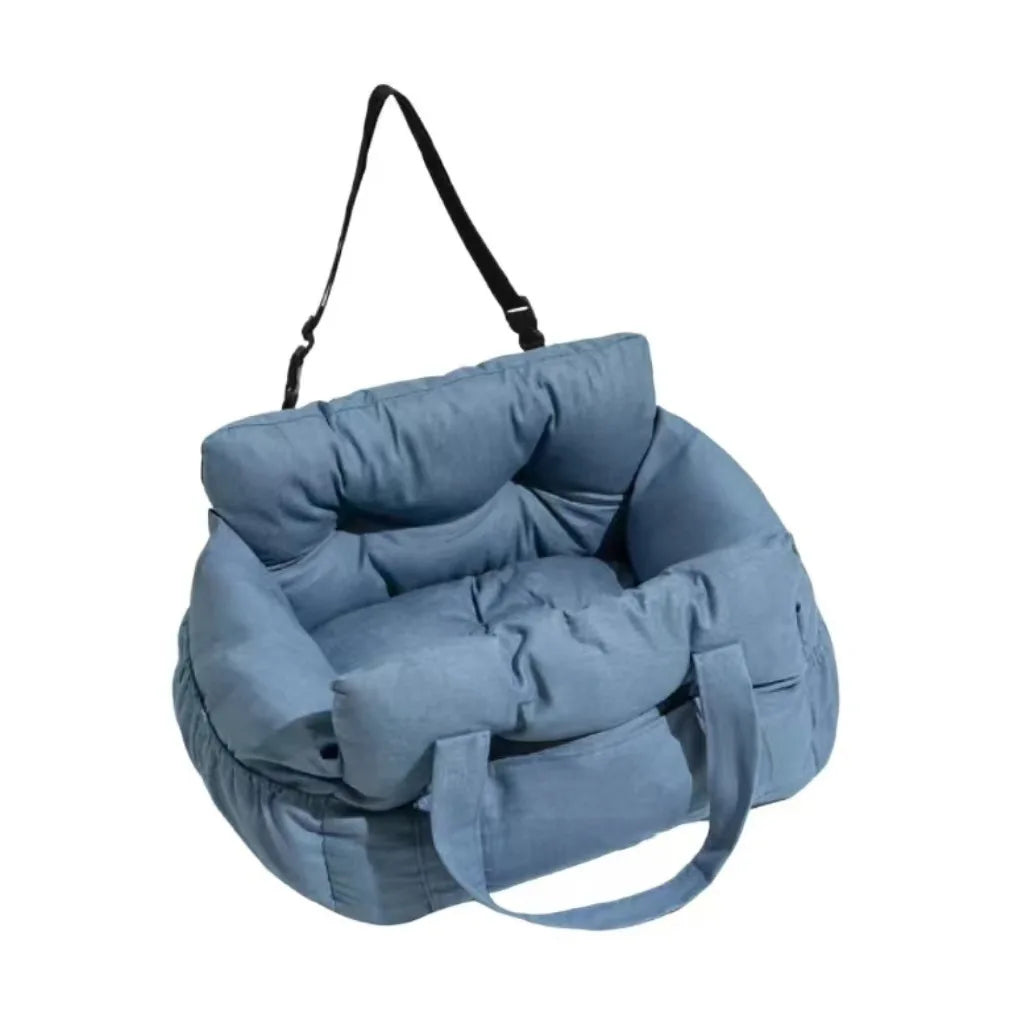 Dog car seat with safety belt by I YAN, non-slip travel carrier for small dogs, providing secure and comfortable vehicle transport.