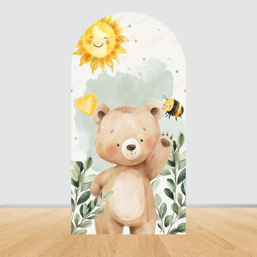 Jungle Animals Party Wild One Baby Shower Arch Cover Backdrop for Boy Birthday Cartoon Animal Truck Background Wall Decoration
