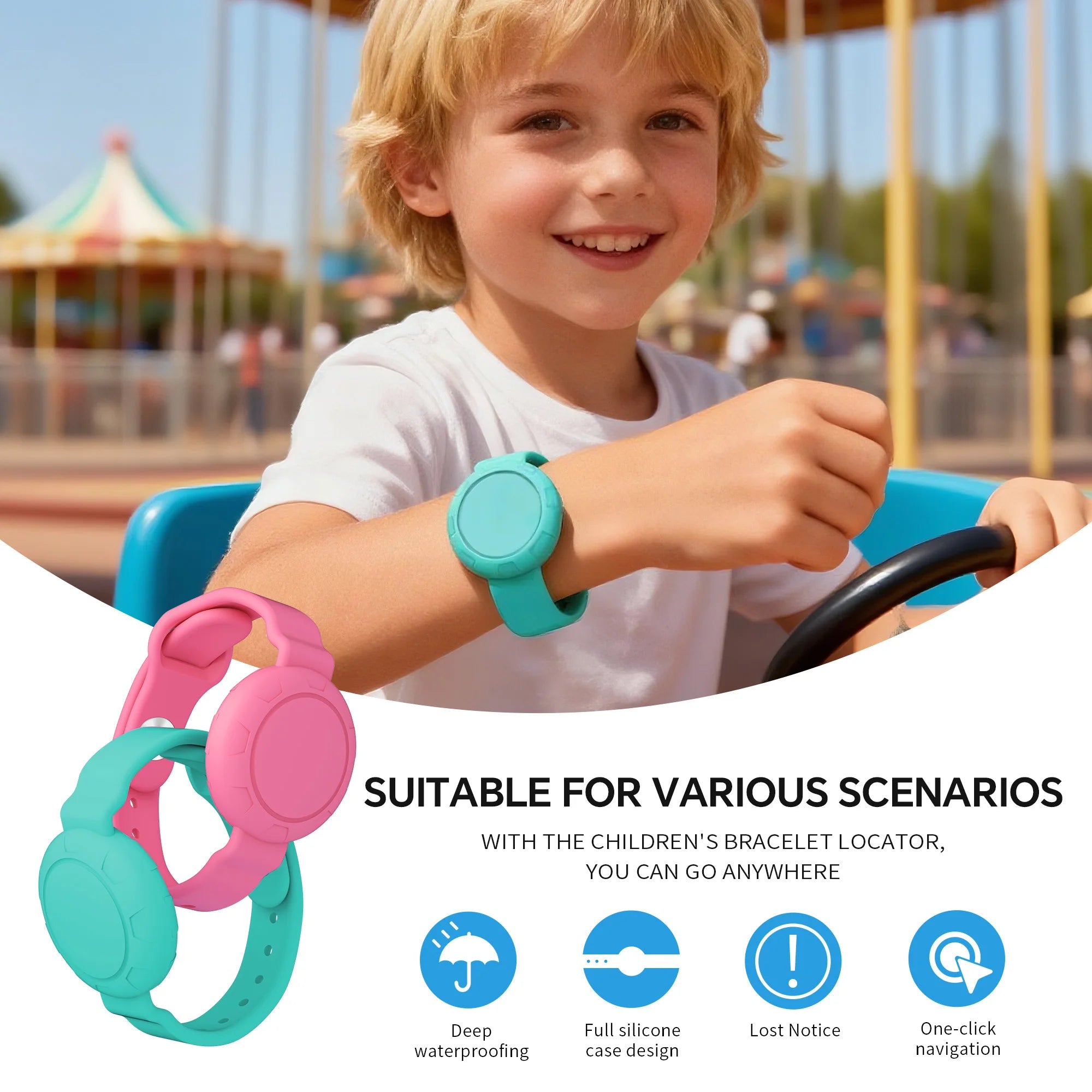Children's GPS Tracker Wristband Waterproof Locator – Compatible with Xiaomi Huawei Android for Kids & Pets - I YAN