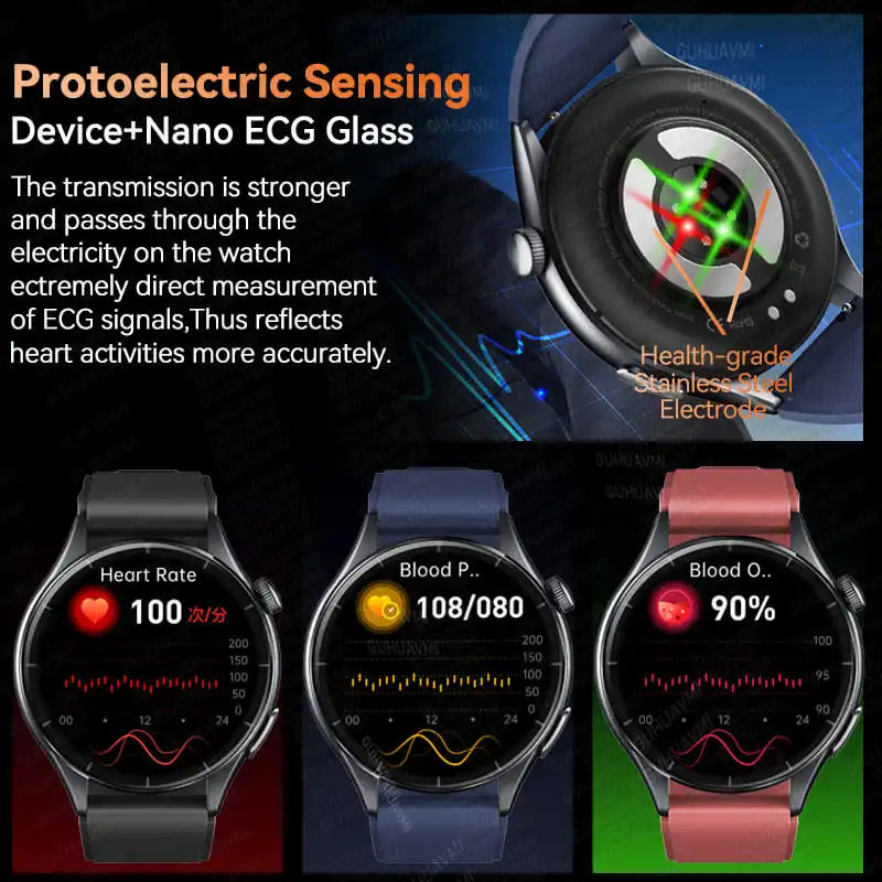 New ECG+PPG Health Diagnosis Smartwatches Men Women Clock Uric Acid Lipid BP Heart rate Tracker NFC Sports Smart Watch IOS