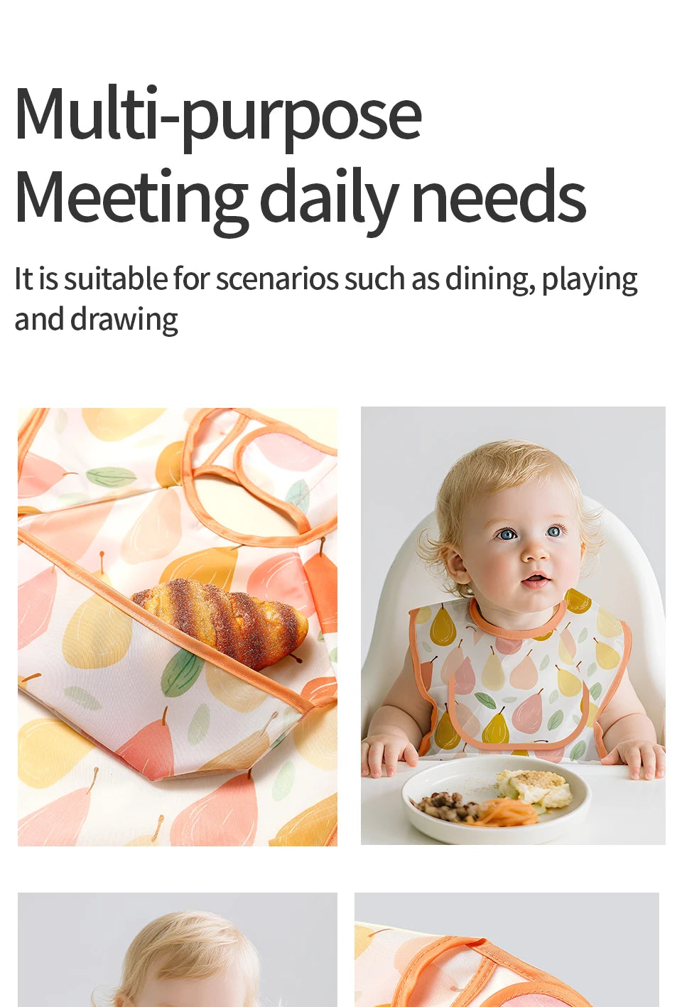 Elinfant Eating Feeding Bibs,Easy To Clean Burp Cloth,Wash-Free Eating Bibs,Smock Apron For Boys Girls, Baby Food Accessories