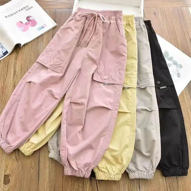 Autumn Clothes Fashionable Kids Cargo Joggers Elastic Ankle Pants Casual Trousers Light Breathable Summer Trendy Outfit