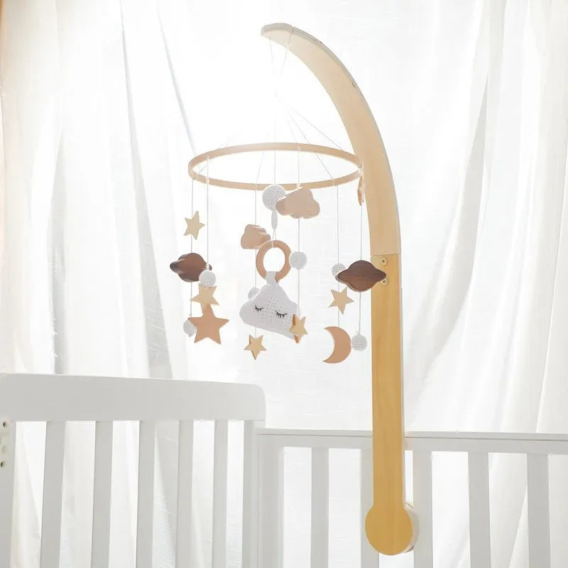 Baby Cloud Crib Mobile with Musical Box – Wooden Rattle Toy for Newborns 0–12M - I YAN