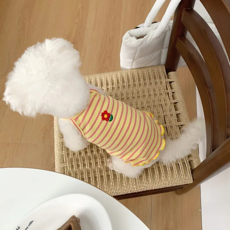Dog Vest Cooling Summer Puppy Clothes Cute Strawberry Print Floral Dog Tshirt Pet Suspenders Chihuahua Bichon Vests Dog Supplies