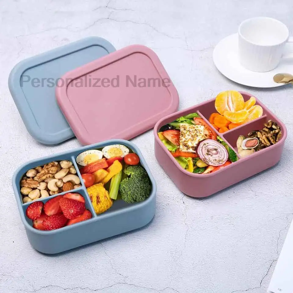Silicone Lunch Box with 3 Compartments – Leakproof BPA Free Bento Box - I YAN