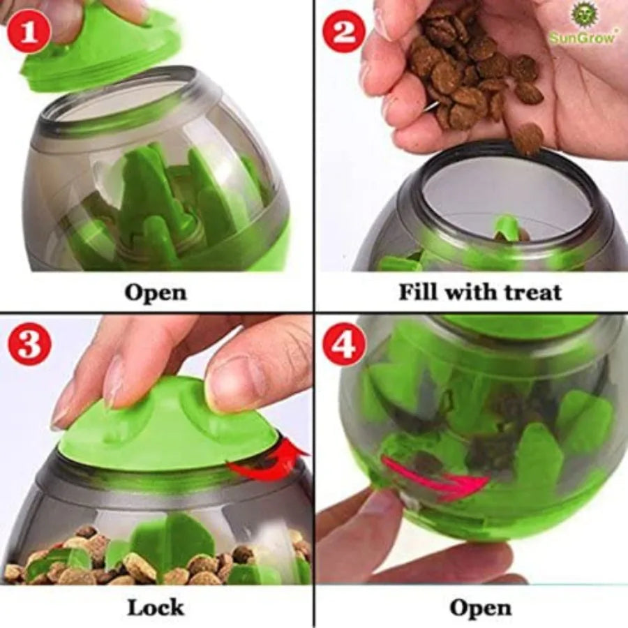 I YAN small dog and cat treat ball, slow feeder and boredom buster with adjustable food dispenser for puppies and pets.