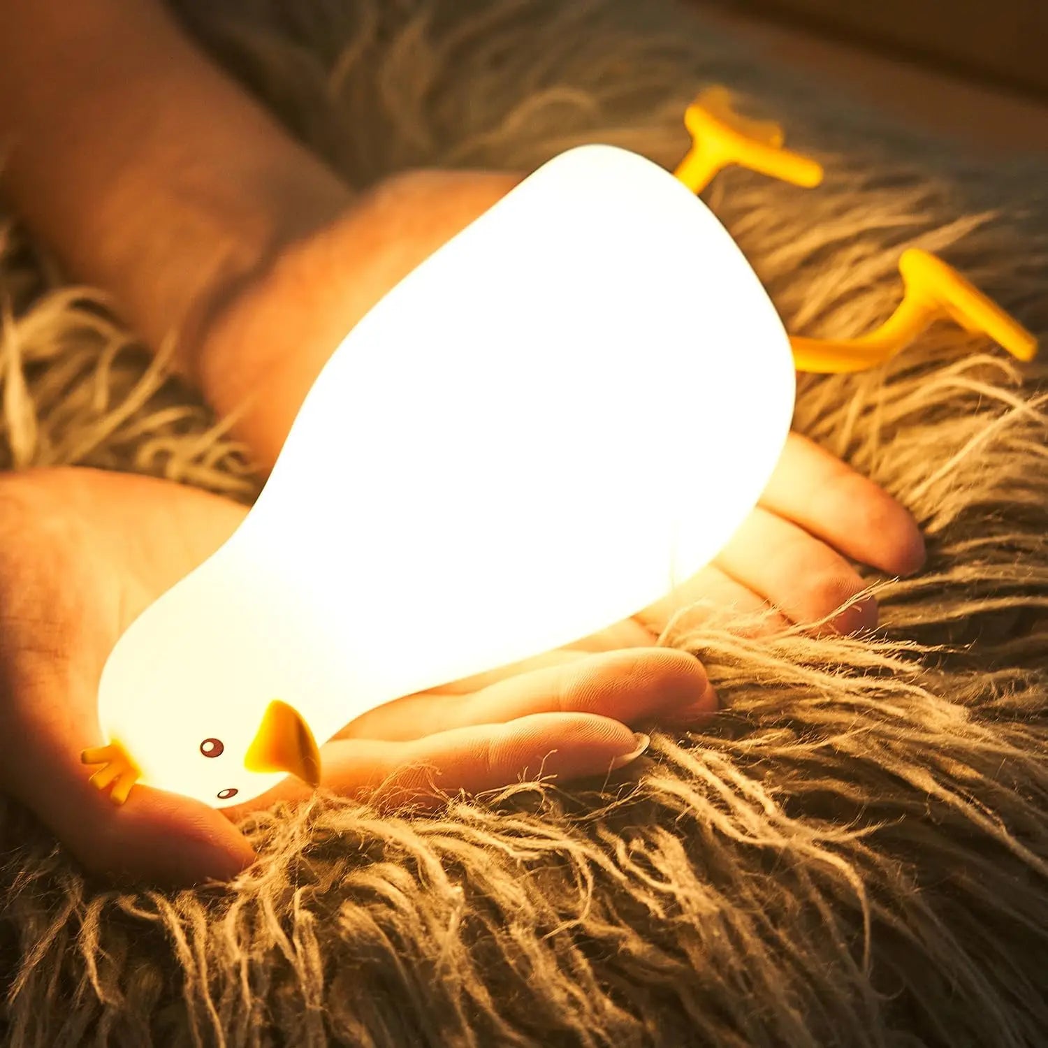 Cute Flat Duck Night Light Silicone Nursery Sleeping Lamp USB Rechargeable Touch Switch Control Led for Child Girlfriend Gift