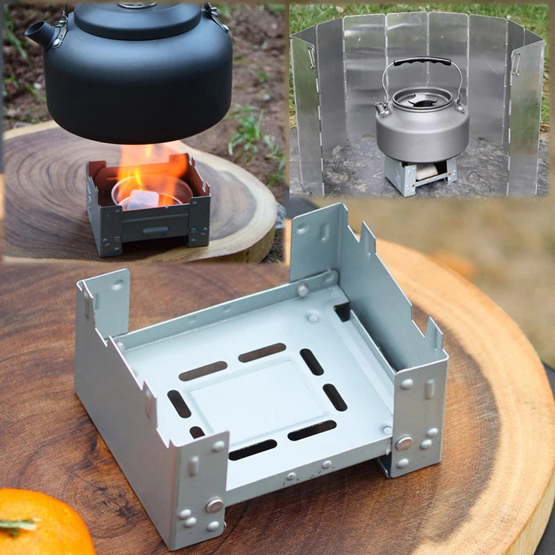1set Camping Solid Fuel Alcohols Stove Portable Foldable Alcohol Burner Camping Equipment Hiking Picnic Cooking Supplies고체연료