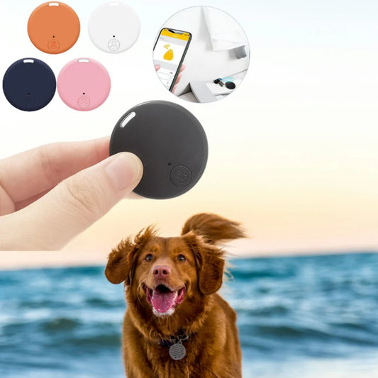 I YAN Bluetooth 5.0 mini GPS tracker for cats, dogs, and kids, round anti-lost device with key finder and pet accessories.