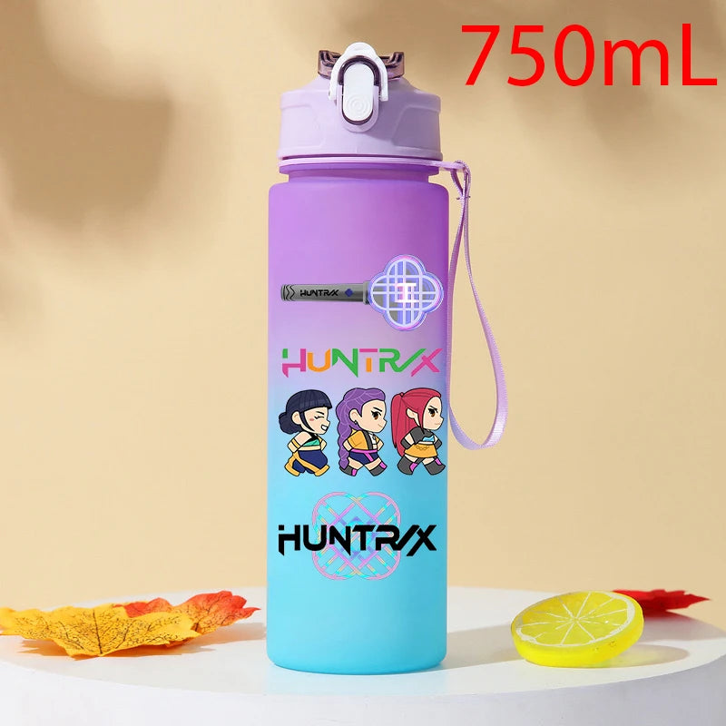 Demon Hunters 750ml I YAN plastic water bottle with warrior-themed design, durable drinkware for fans and outdoor use