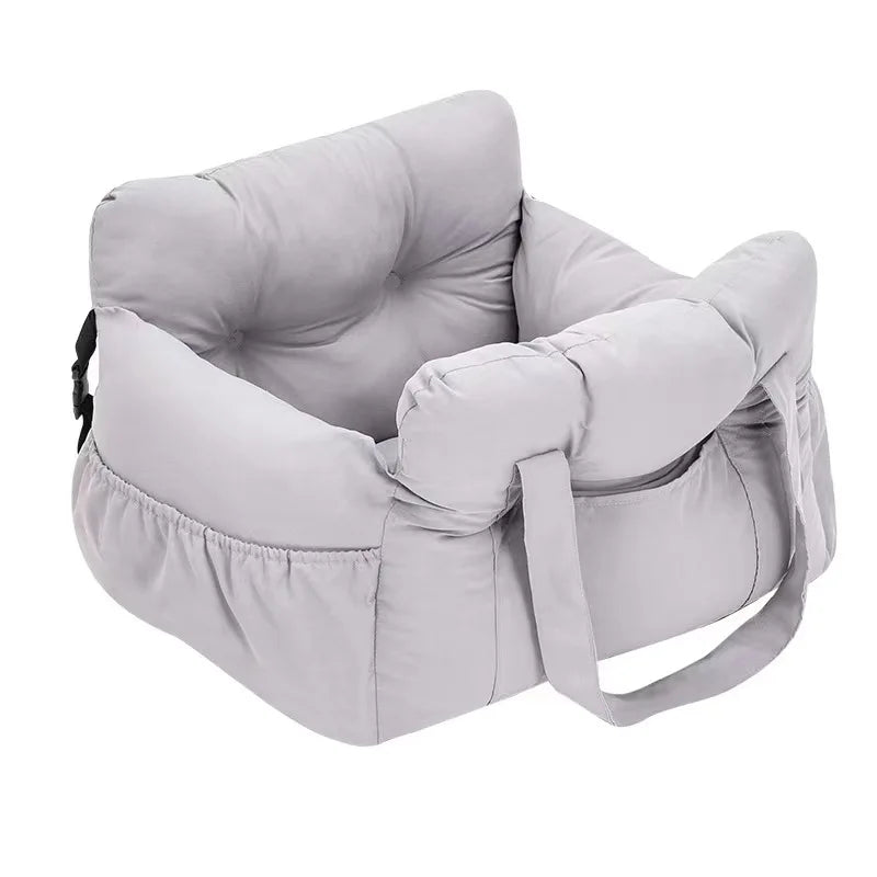 Dog car seat with safety belt by I YAN, non-slip travel carrier designed for small dogs, providing secure and comfortable transport.
