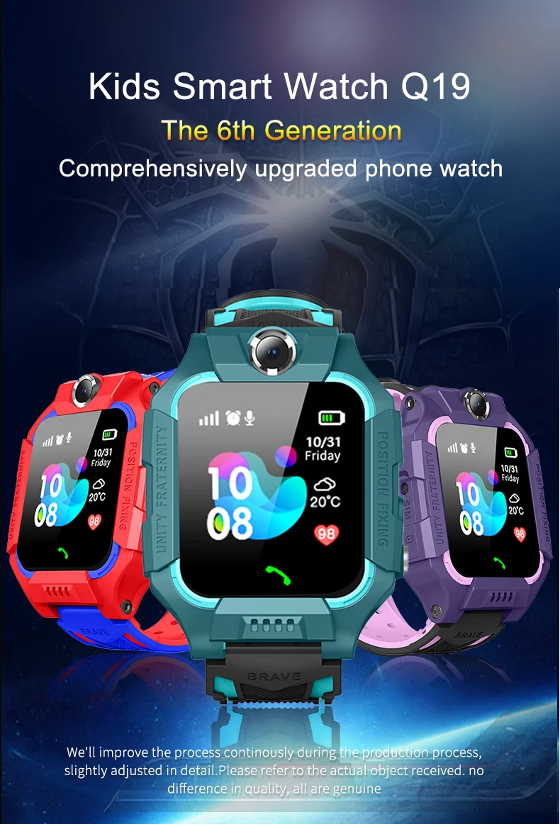 Kids Smart Watch SOS SIM Card LBS Tracker – Waterproof Phone Watch with Camera for Boys & Girls (Q19 / Z1 / A28 / Q88) - I YAN