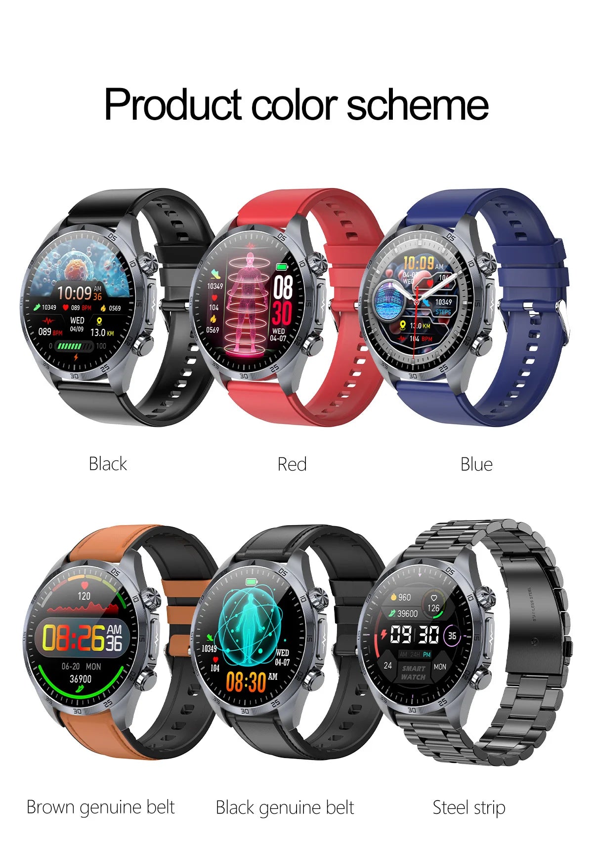 2026 New Pulse﻿ ECG+PPG Treatment Smart Watch Men Blood Lipid Uric Acid BP Body Fat Tired monitor Sports Health Call Smartwatch