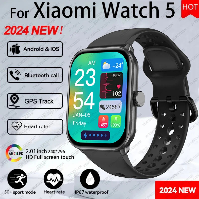 Watch 5 Global Version Men Women AMOLED Screen Always Show Time Heart Rate Bluetooth Call GPS Track Waterproof Sports Smartwatch
