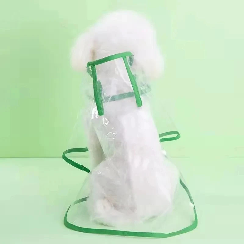 I YAN waterproof raincoat for small dogs, transparent PVC puppy rain poncho with hood and soft lining, ideal for rainy days.