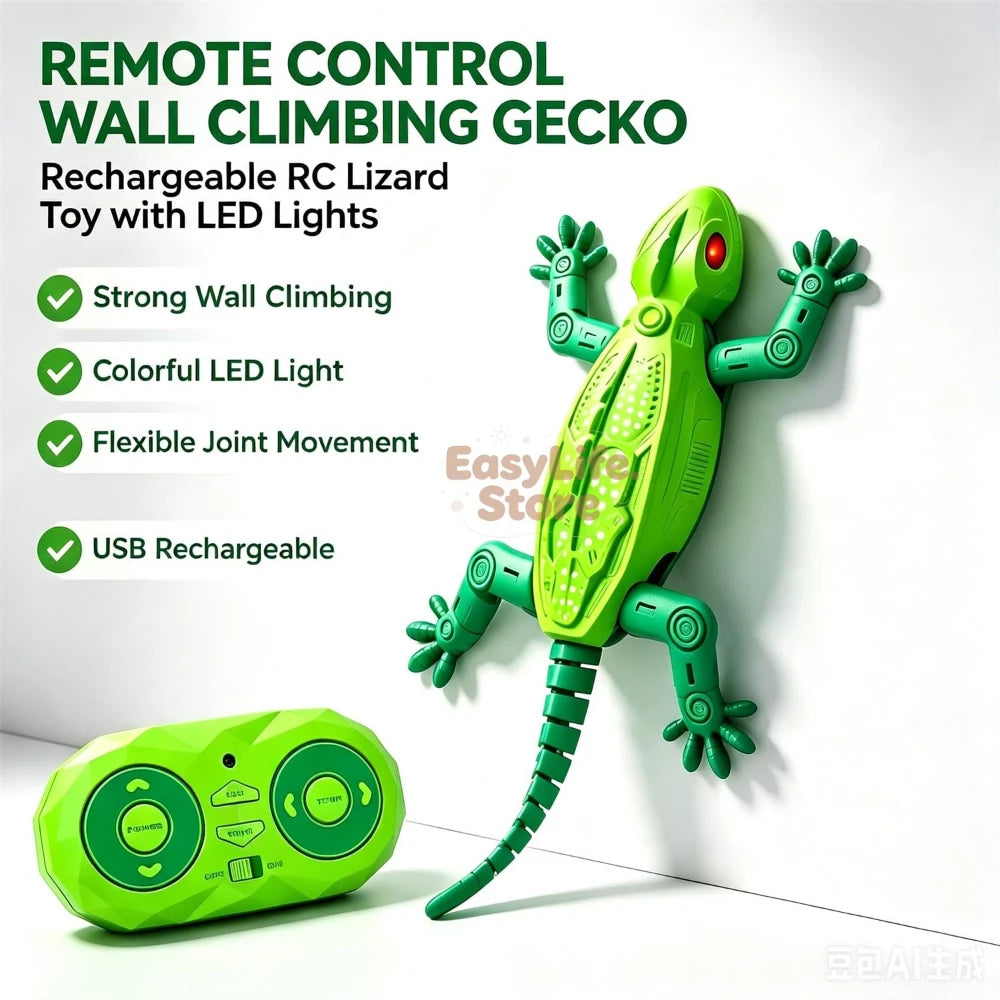 Wall-Climbing Gecko Cat Toy - Remote Control Lizard for Interactive Play