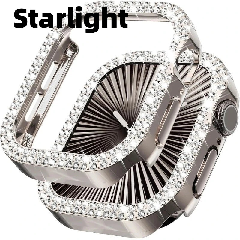 Bling Diamond Hollow Case for Apple Watch 46mm 42mm 40mm 41/44/45/49/41mm for iWatch Series 11 10 9 8 7 6 5 4 3 Protector Cover - I YAN