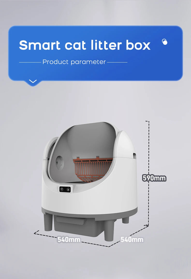 BOOTEELY Fully Automatic Cat Litter Box Oversized Anti-spatter Open Anti-odor Intelligent Electric Cleaning Cat Toilet