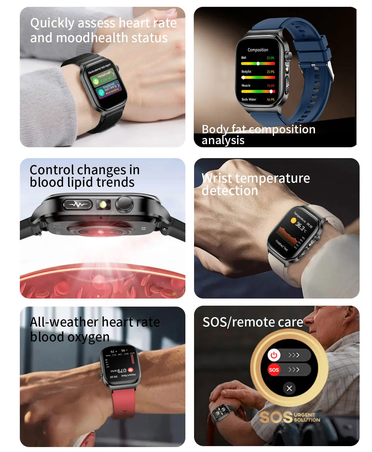 2025 New Precision detection ECG+PPG Uric acid Blood Fat SmartWatch Men Blood Pressure Blood oxygen Voice Call Health Smartwatch