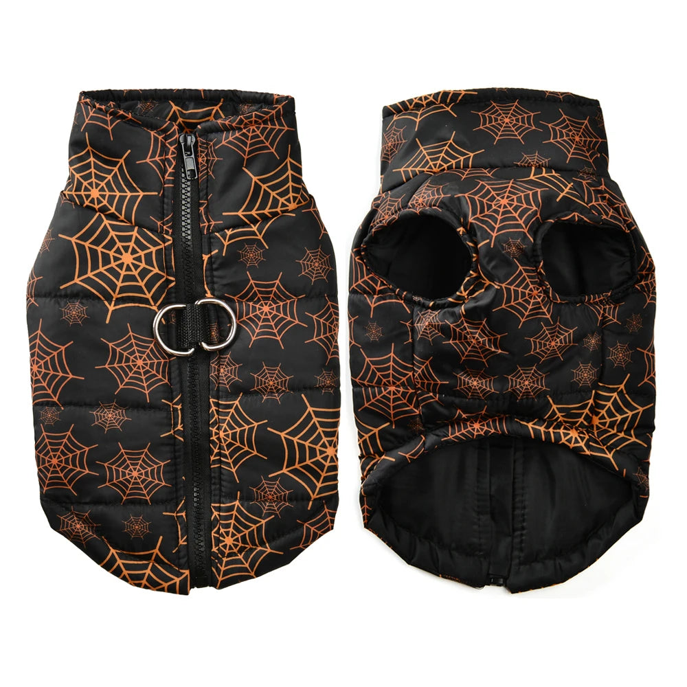 Halloween Pet Dog Costume Winter Warm Clothes For Small Medium Dogs Cat Funny Pumpkin Print Jacket Puppy Vest Coat Festival Gift