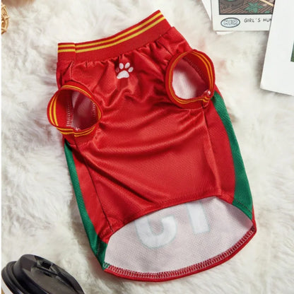 Large breathable mesh dog jersey by I YAN for Schnauzer and puppies, featuring sporty basketball style for summer pet comfort.