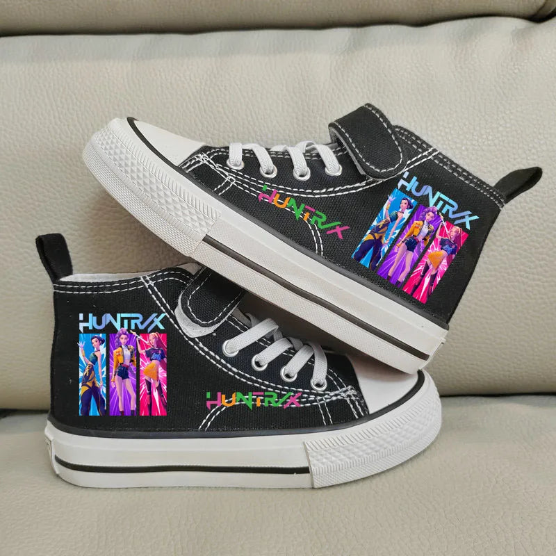 Children Casual Sneakers Girls' High-Top Canvas Shoes KPop Demon Hunters New Student Running Kids basket Shoes Rumi Tennis Shoes