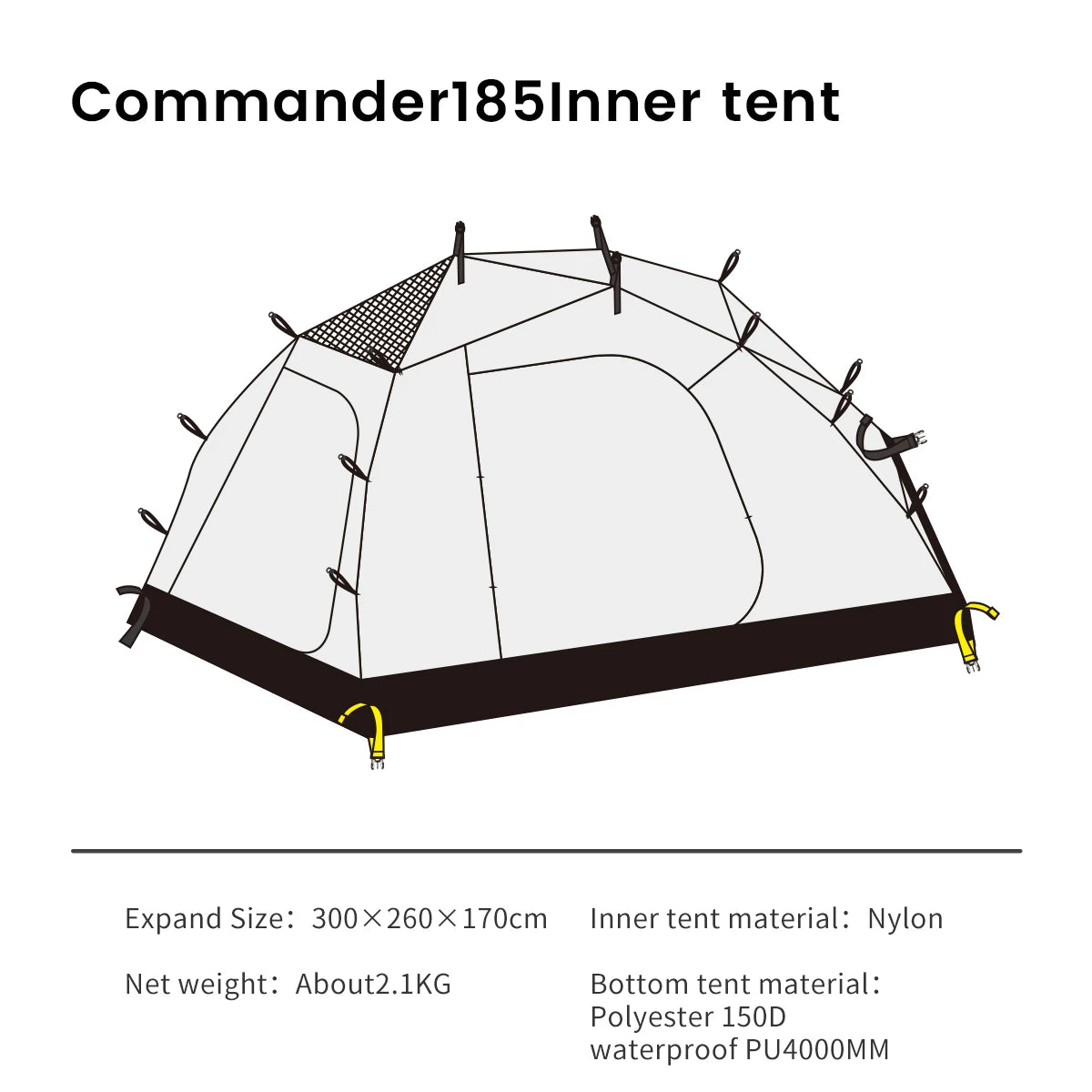 Camping Tent Commander Dome Tent Shelter Waterproof Windproof Ultra-light 70D Nylon 160/185/245CM