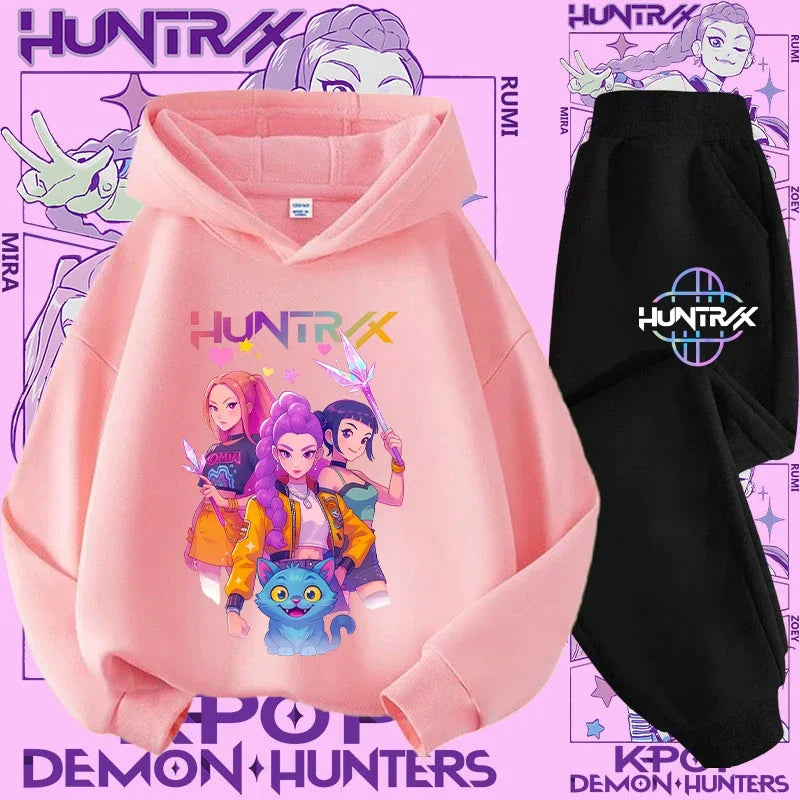K-Pop Devil Hunter Kids Tracksuit Set – Soft Breathable Hoodie & Pants Girls & Boys Ages 4-13 - I YAN