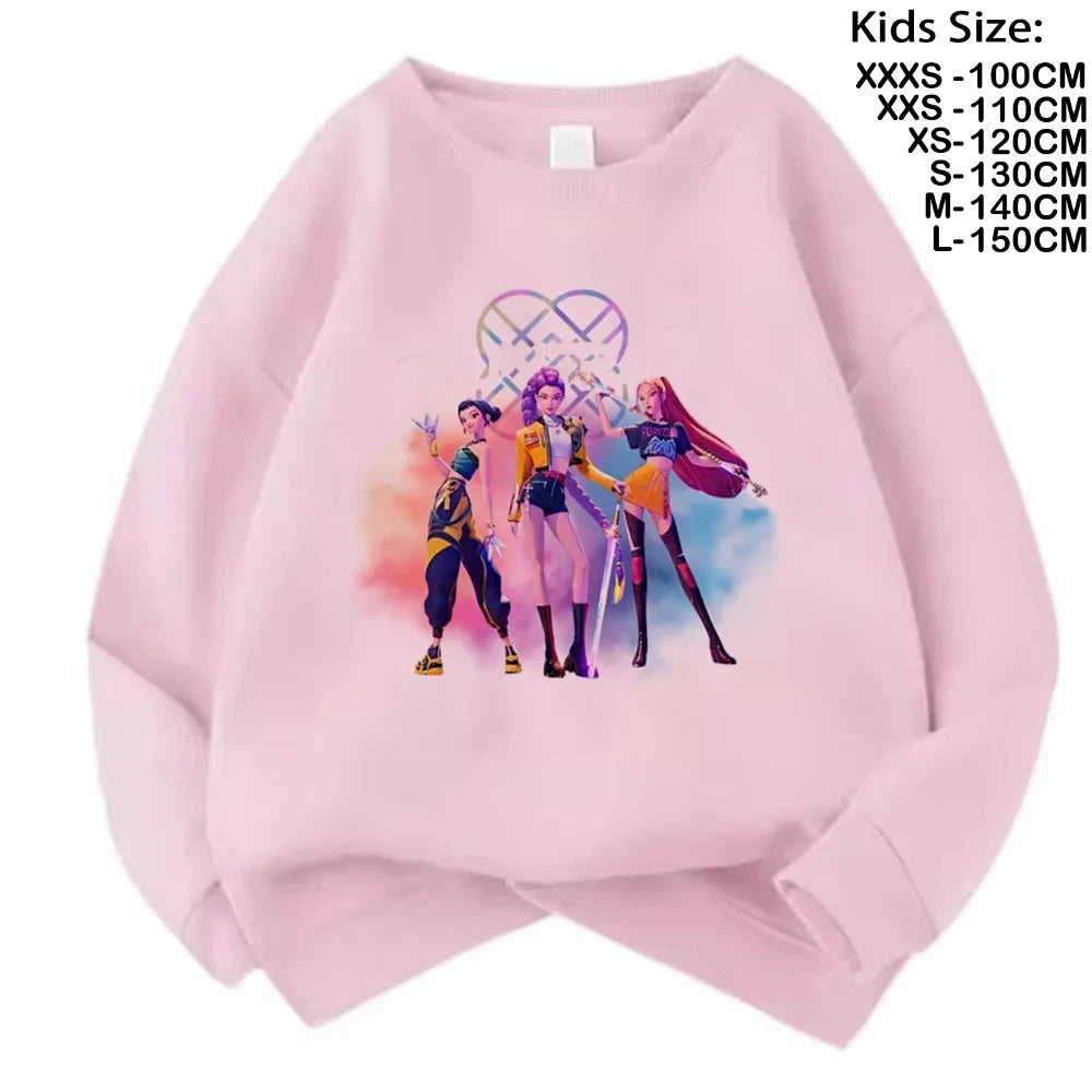 Movie Fans Gift Hoodie Girls Kids Huntrix Kpop Demon Hunters Children's Sweatshirt Cute Tiger Harajuku Hoody for Boys Girls